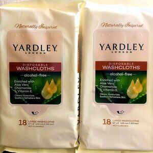 Yardley Large 12"x8" Disposable Washcloths Alcohol-Free Cleans/Moisturizes/Sooth